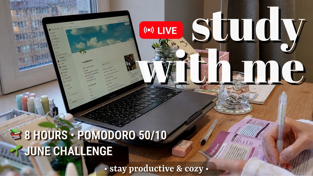 Challenge | 8 HOURS &bull; Study With Me 🍃 Pomodoro 50/10 &bull; Fireplace Sound for Best Focus