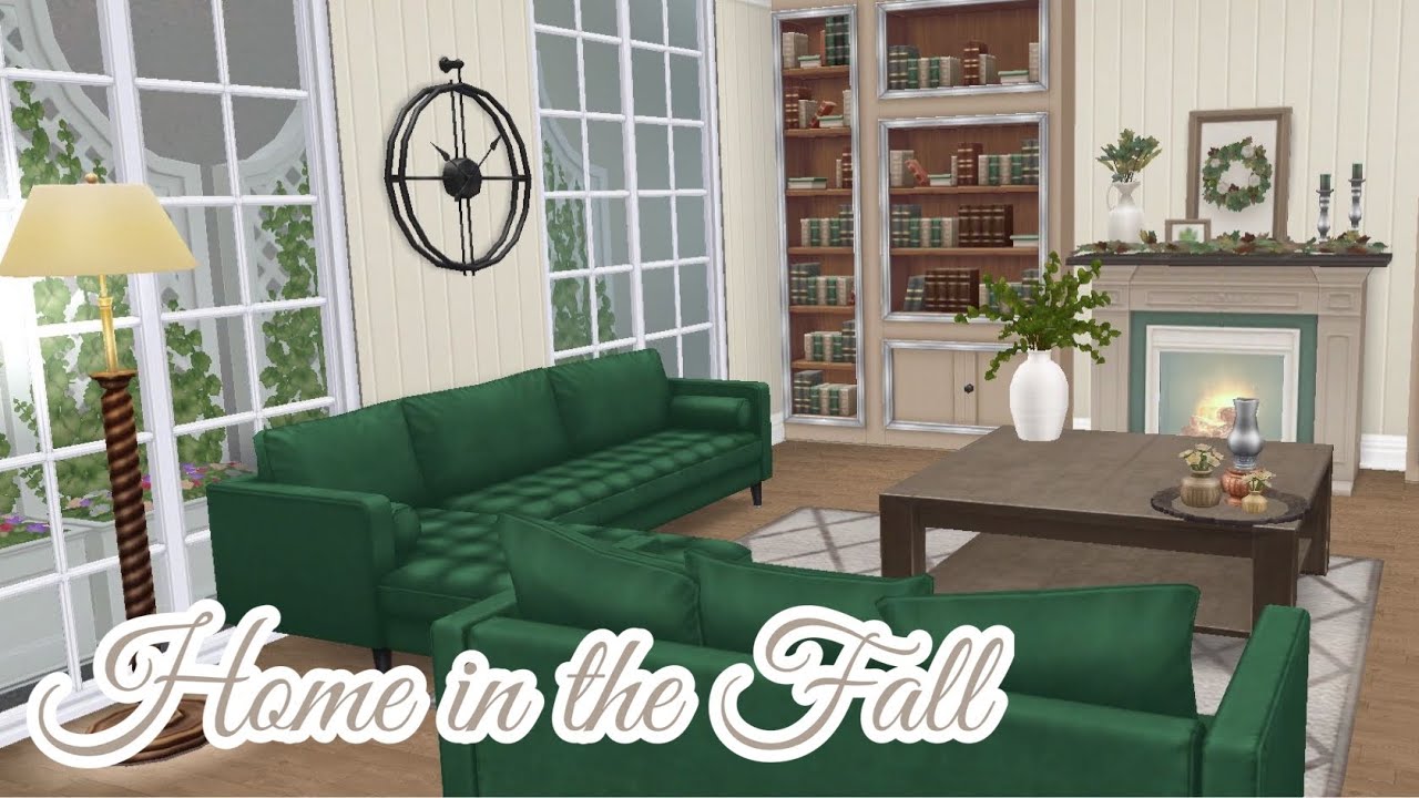 the sims freeplay | green autumn themed home 🍃🤍💚 | mini sims