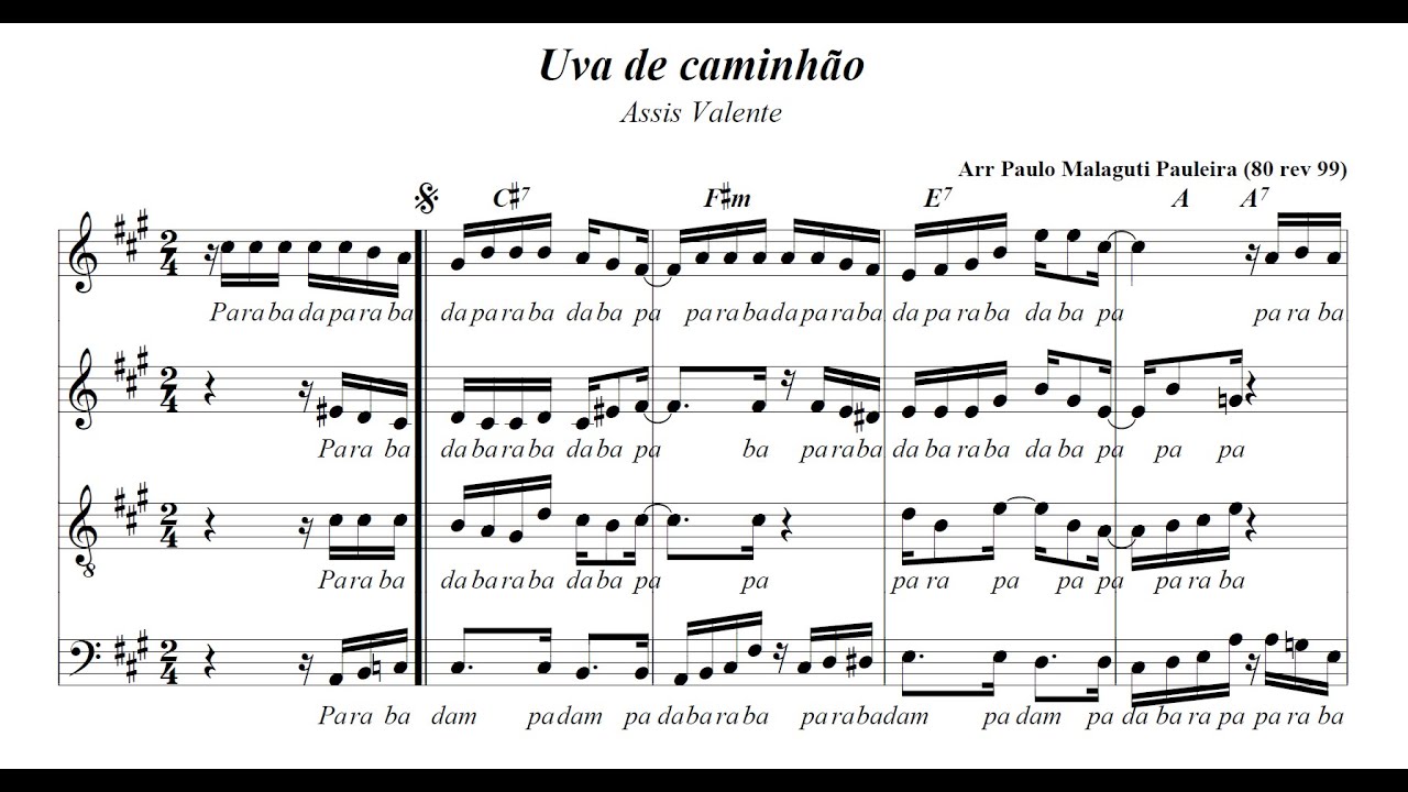 Assis Valente - Uva de caminhão (arr. Paulo Malaguti Pauleira) (Céu da Boca, conjunto vocal)