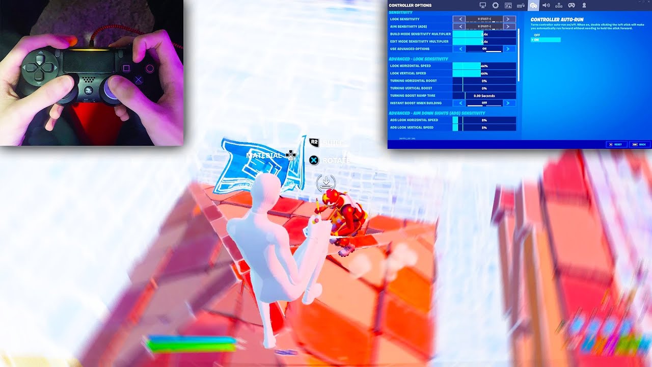 PS4 Controller Handcam (Claw) + BEST Controller Fortnite Settings/Sensitivity - Season 6 Settings