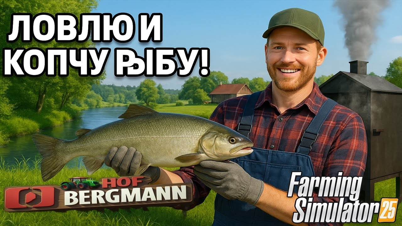 🎣 КОПЧЁНАЯ РЫБА в FARMING SIMULATOR 25! ЛОВЛЯ И КОПЧЕНИЕ на КАРТЕ HOF BERGMANN!