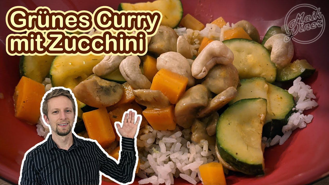 Mildes grünes Curry mit Zucchini und Cashewkerne in 30 Minuten 🥒  | Aus Gelb mach Grün