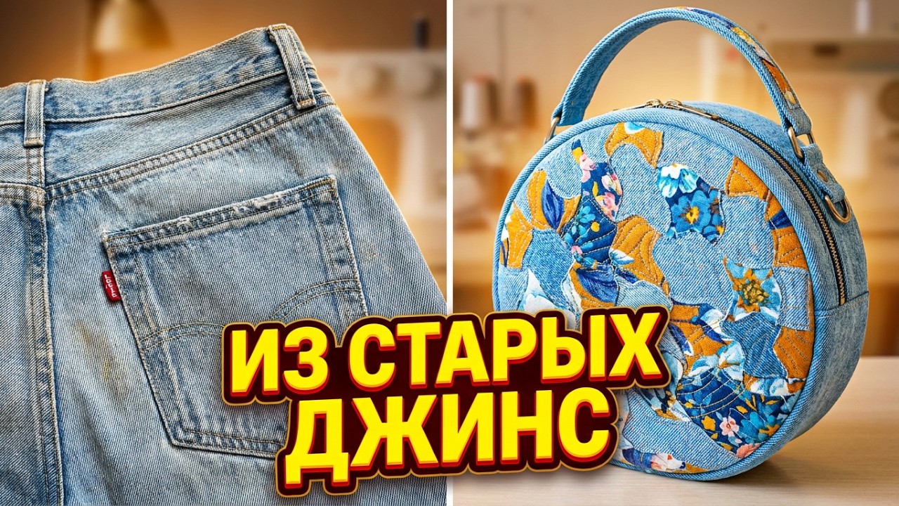 Лоскутное шитье из старых джинс и цветных лоскутков. Супер способ! Результат в конце видео