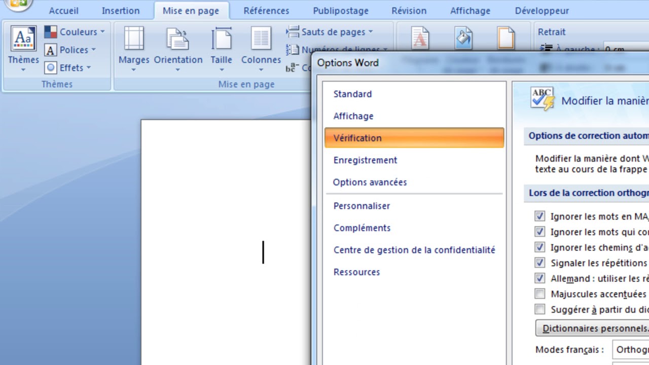 Microsoft Office Word 2007: correction automatique