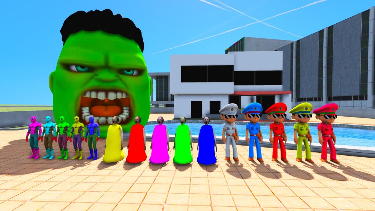 FRANKLIN PLAYING HIDE AND SEEK WITH  SPIDERMAN, GRANNY AND LITTLE TEAM  IN INDIAN BIKE DRIVING 3D