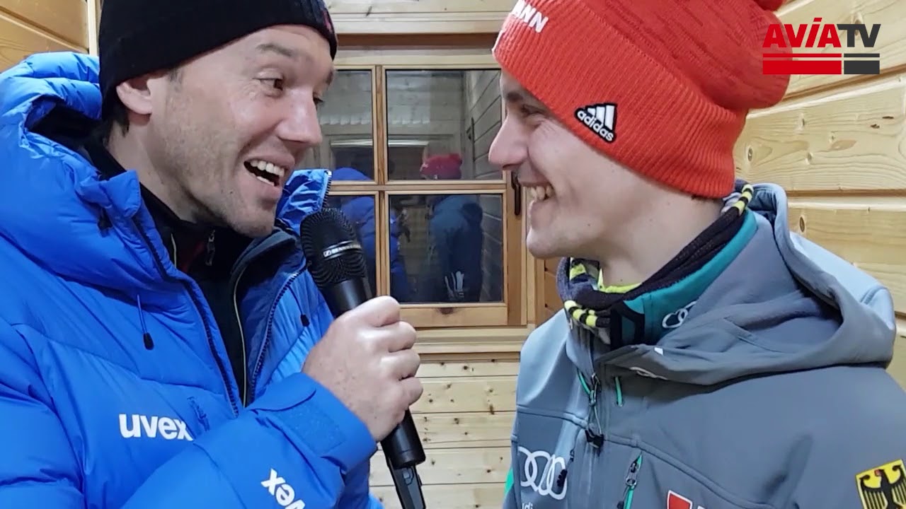 Stephan Leyhe nach seinem 2. Platz im Einzelspringen in Wisla