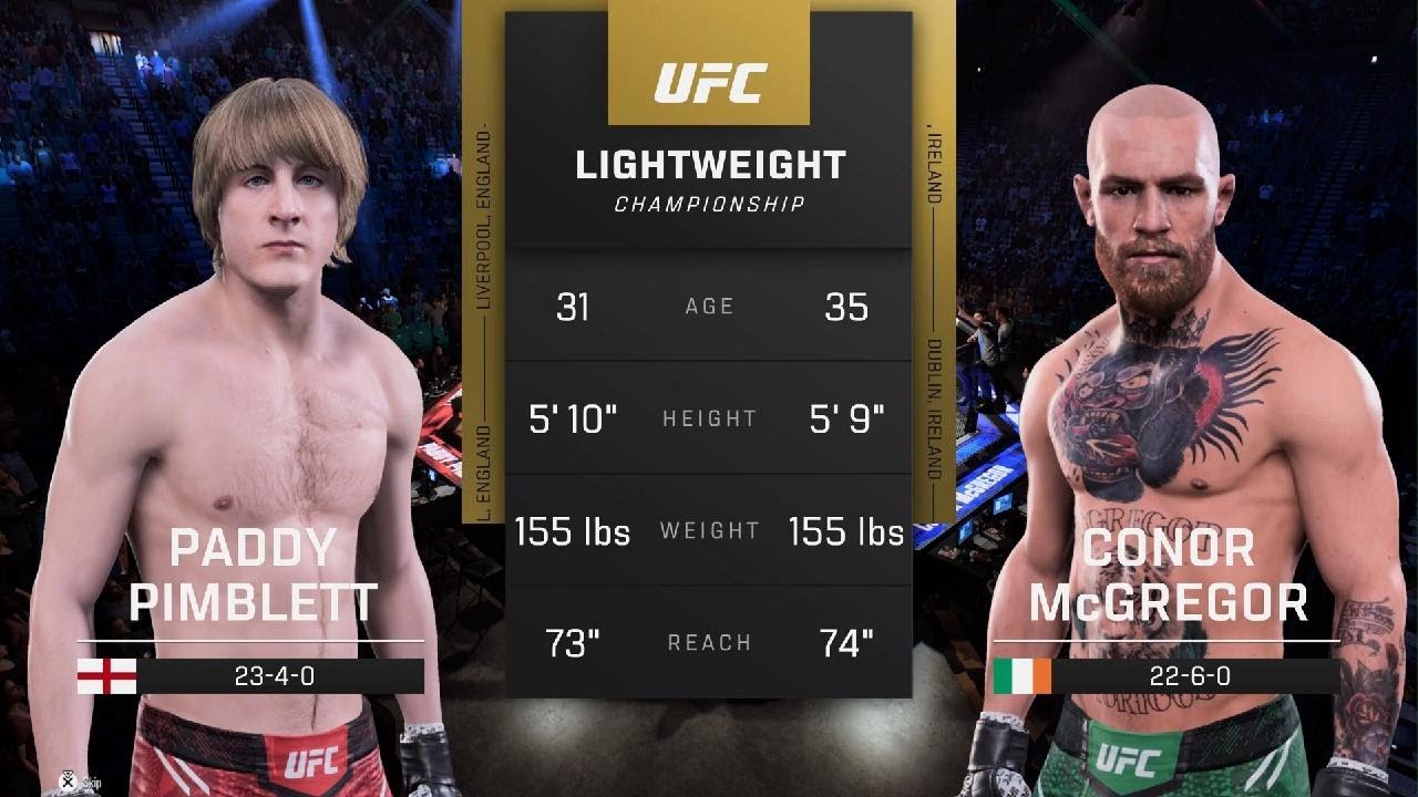 Paddy Pimblett vs Conor Mcgregor UFC AI simulation FIGHT