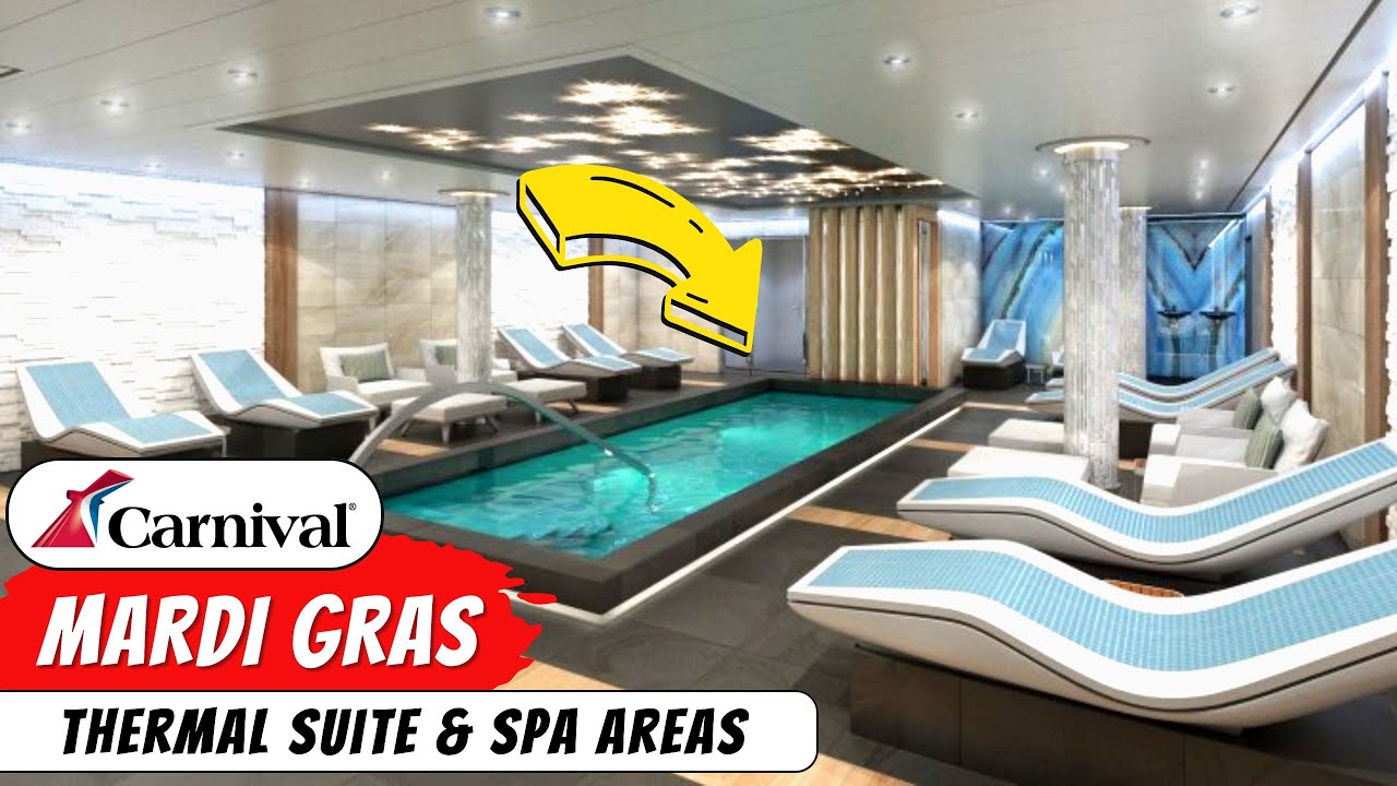 Thermal Suite, Spa & Fitness Areas Aboard | Carnival Mardi Gras Walkthrough Tour & Review 4K