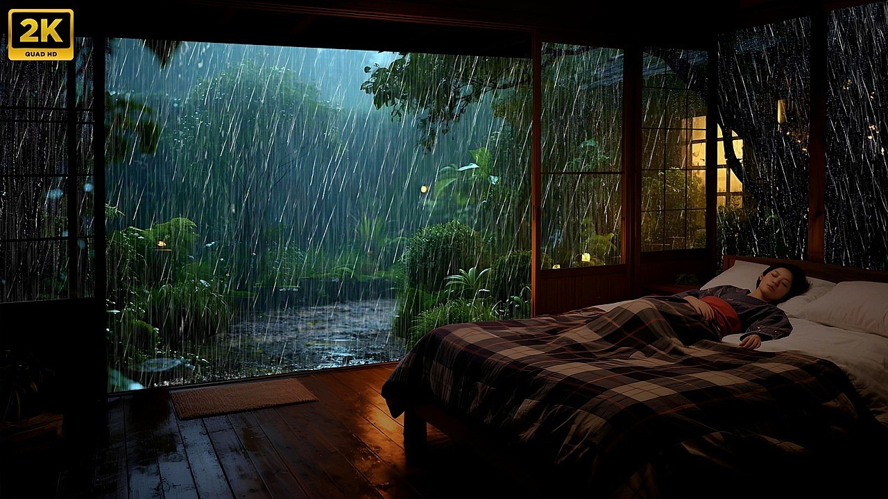 Relaxing Rain in a Warm Forest Cabin Bedroom | Insomnia Relief, No Music 😴