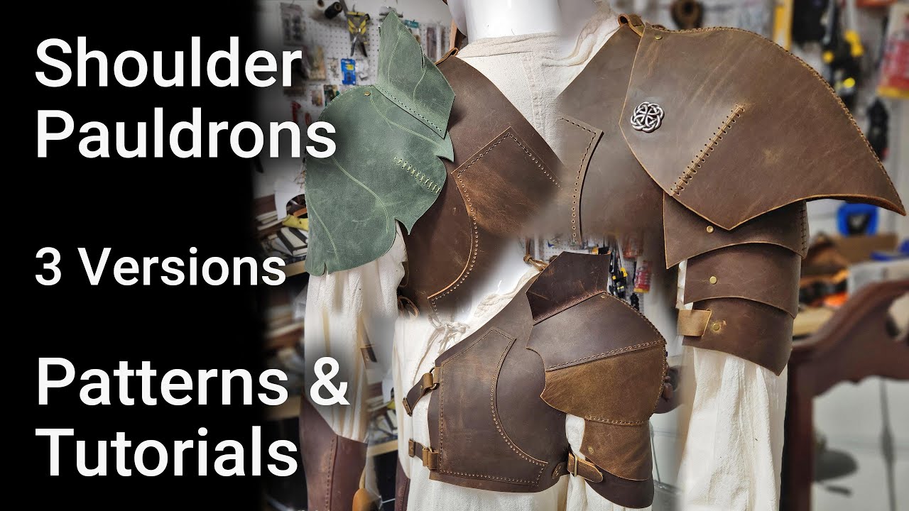 Make your own Leather Shoulder Pauldrons - 3 versions included in DIY PDF Leather Pattern