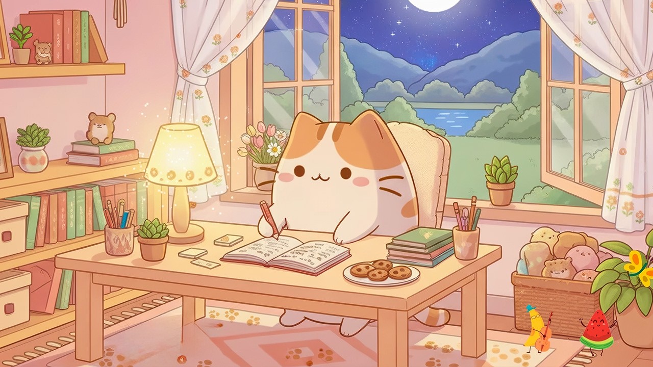 Mochi’s Starry Night Study 🌙 Summer Lofi Chill ✨ Soft Lofi Music for Deep Focus & Night Study