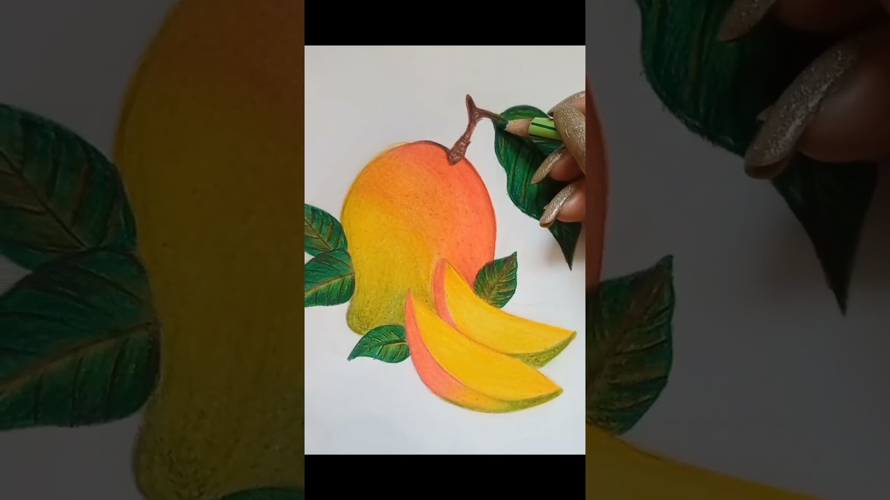 mango 🥭 using by colour pencil#shorts #youtubeshorts #youtube