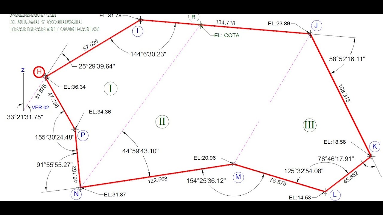 AUTOCAD Dibujo de líneas diagonales con ángulos grados, minutos y segundos.