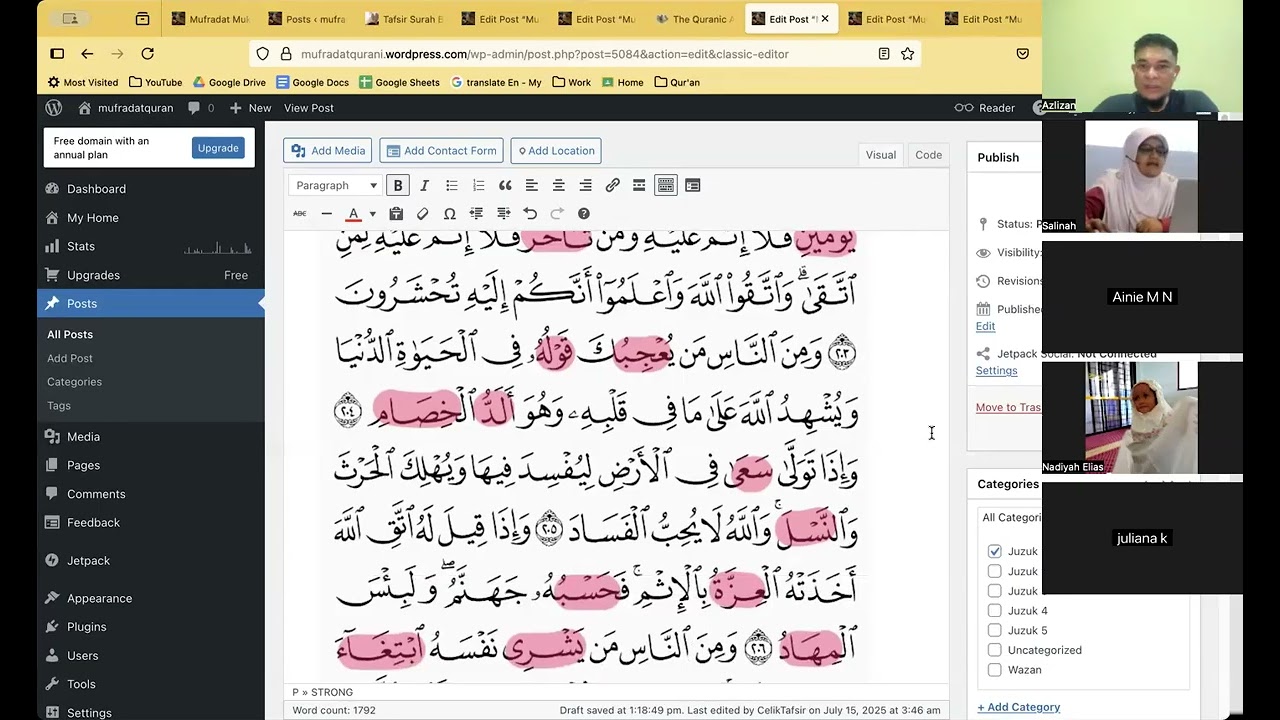 Kelas Harfiah 78. Baqarah Ayat 204 - 207