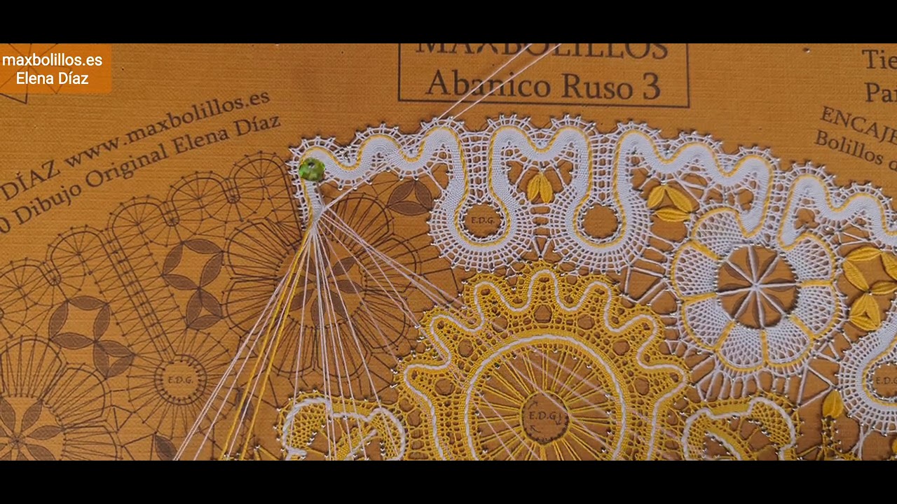 Encaje de bolillos. Abanico Ruso 3 Cambio de Lienzo a Medio punto