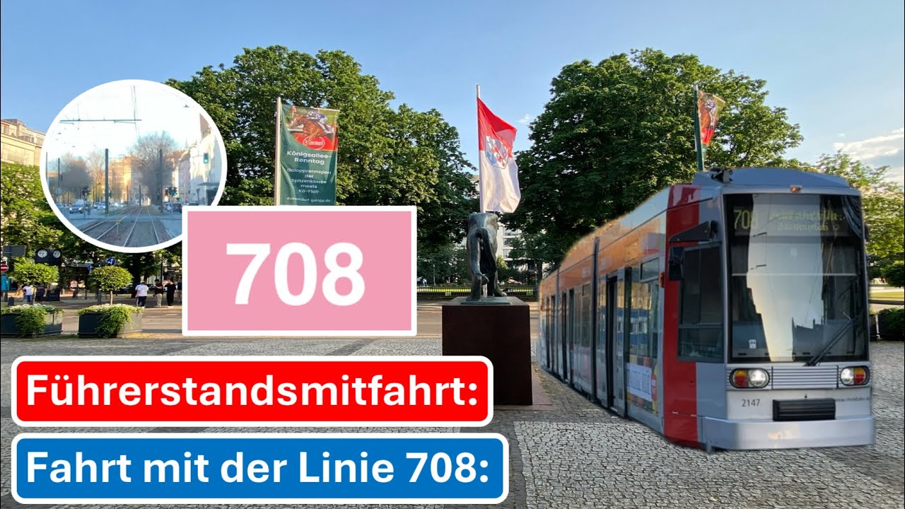 Line 708 Polizeipräsidium - Heinrichstraße of the Düsseldorf tram - cab ride