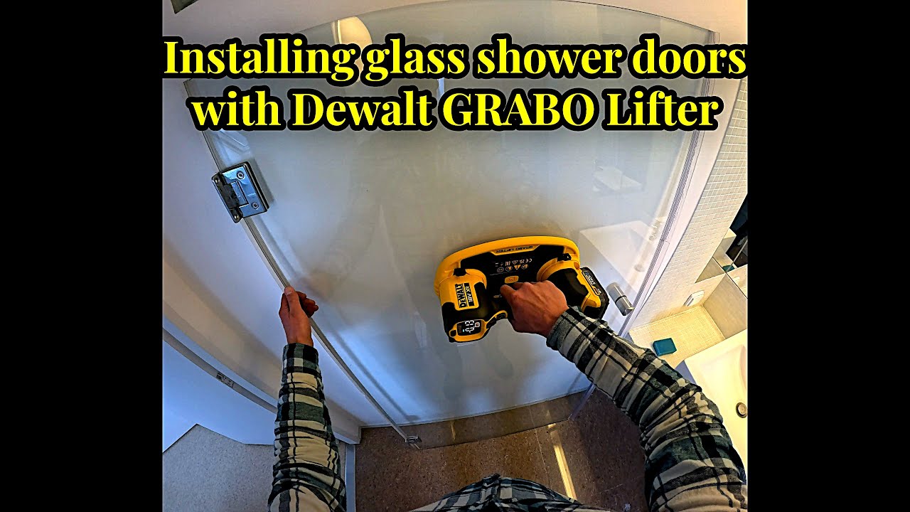 Installing glass shower doors with rubber seals using the Dewalt DCE592 GRABO LIFTER🏋️‍♂️