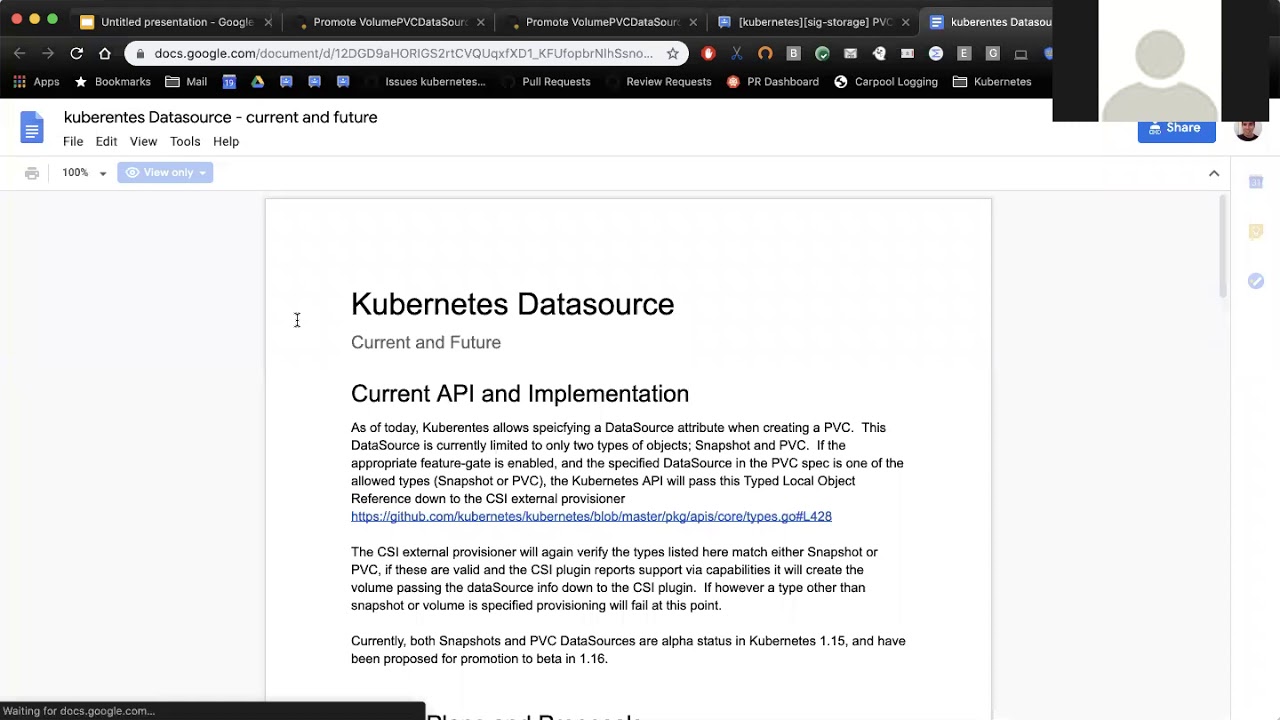 Kubernetes SIG Storage - PVC DataSource Design Discussion 20190827