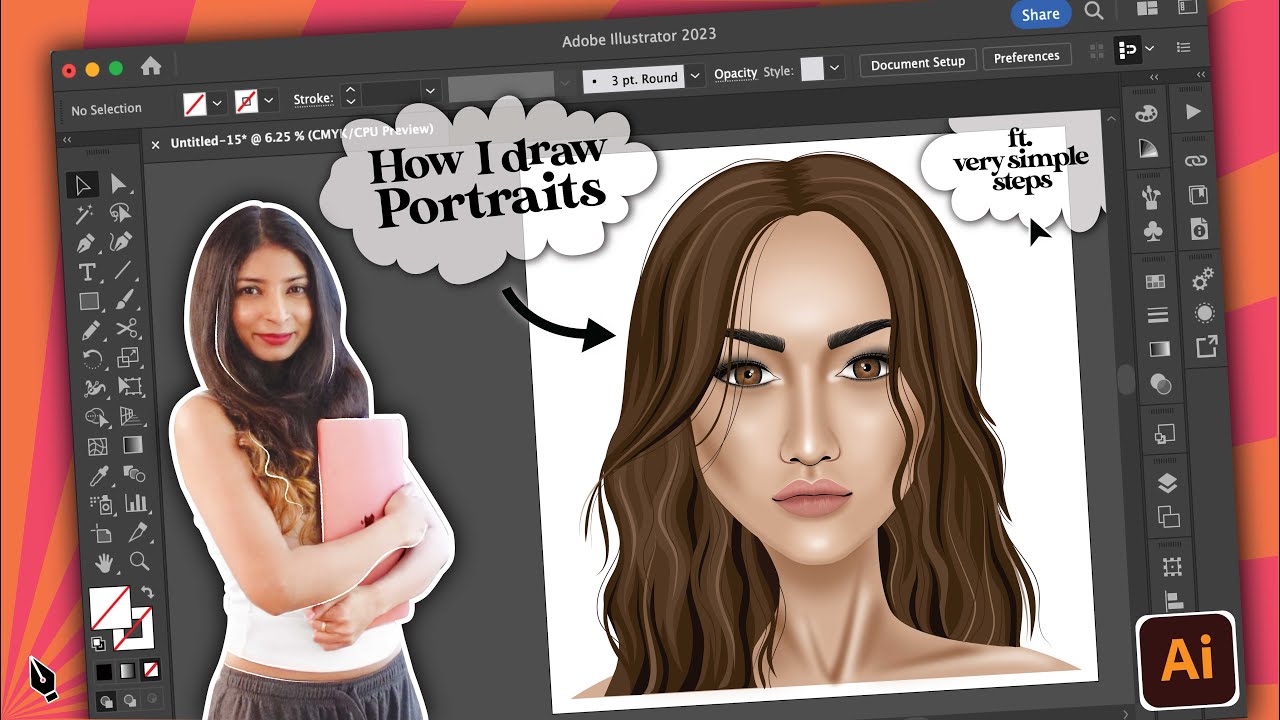 Drawing portraits on Adobe Illustrator (Easy steps + basic tools)