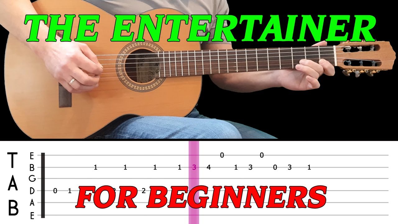 THE ENTERTAINER | Easy guitar melody lesson for BEGINNERS (with tabs) - Scott Joplin
