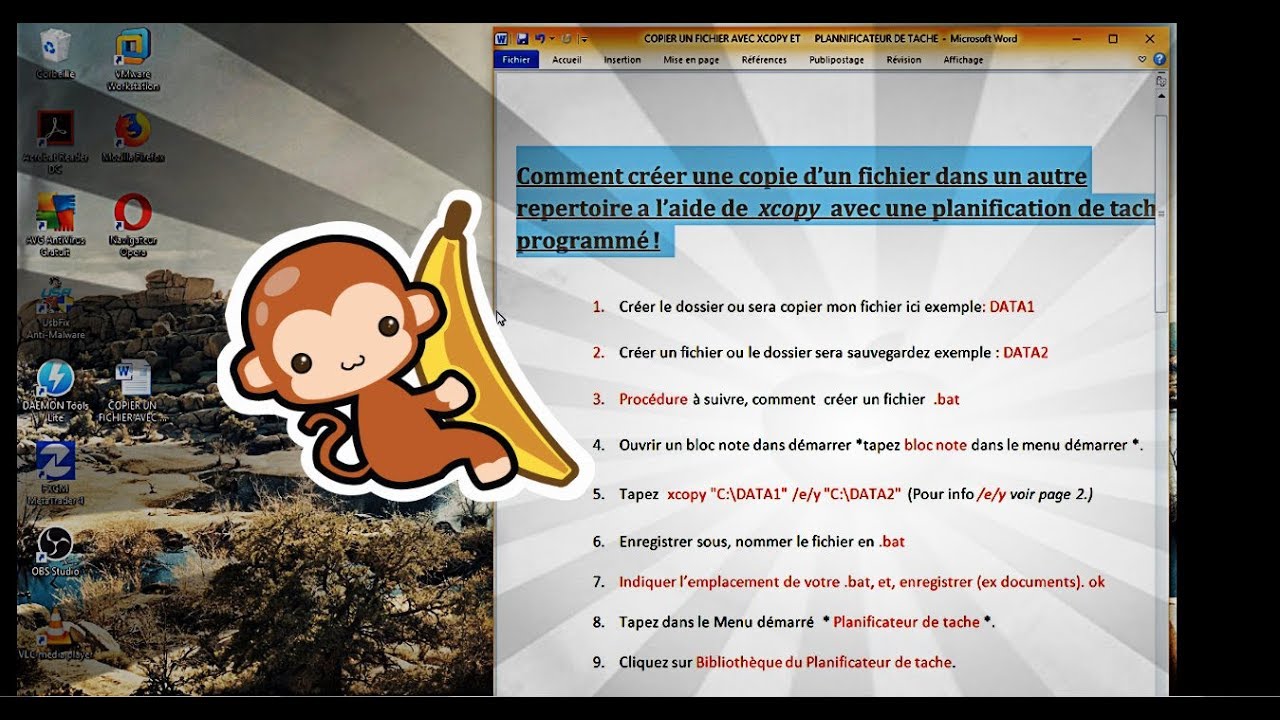 Comment faire des copies fichiers en automatique avec ( .bat )  avec la planification de tache