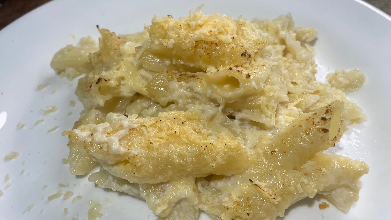 MACARRÃO AO MOLHO BRANCO GRATINADO⏩receita no comentário fixado #macarrão #molhobranco 