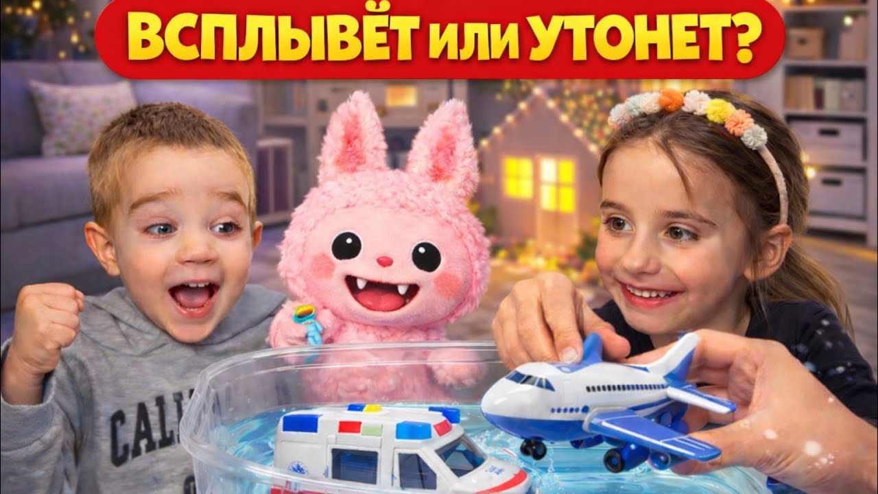 ВСПЛЫВЁТ ИЛИ УТОНЕТ? 😱 Дети играют дома | Весёлый эксперимент с игрушками.  Детские игры .