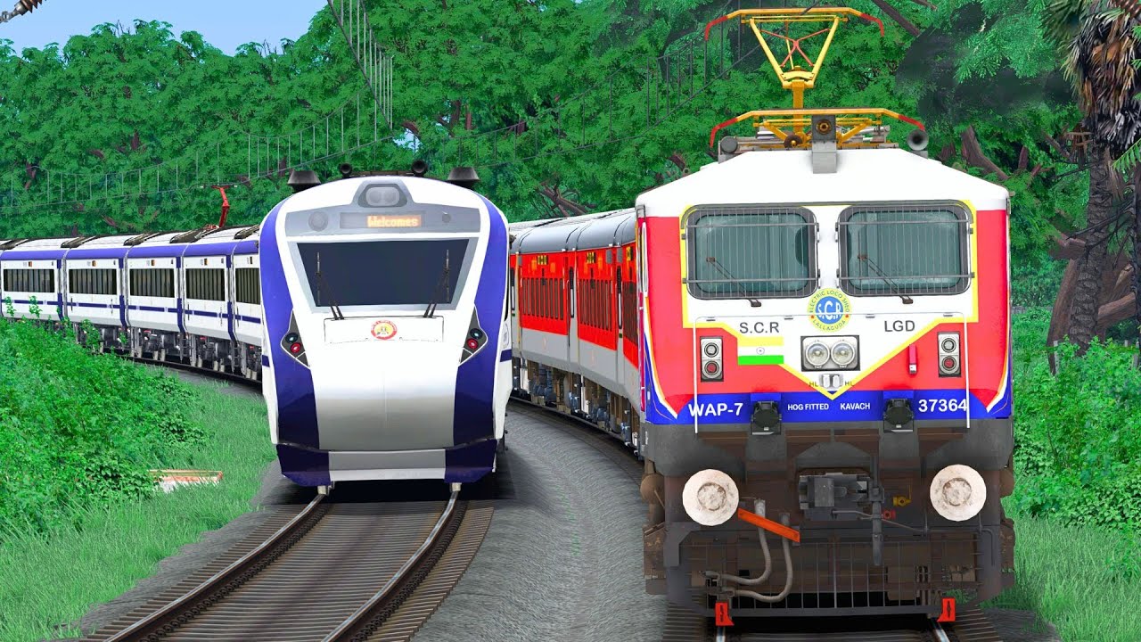 VANDE BHARAT vs WAG7 LHB TRAIN RACE | BUMPY RAILROAD | Train Simulator | Railworks | NTG GAMING