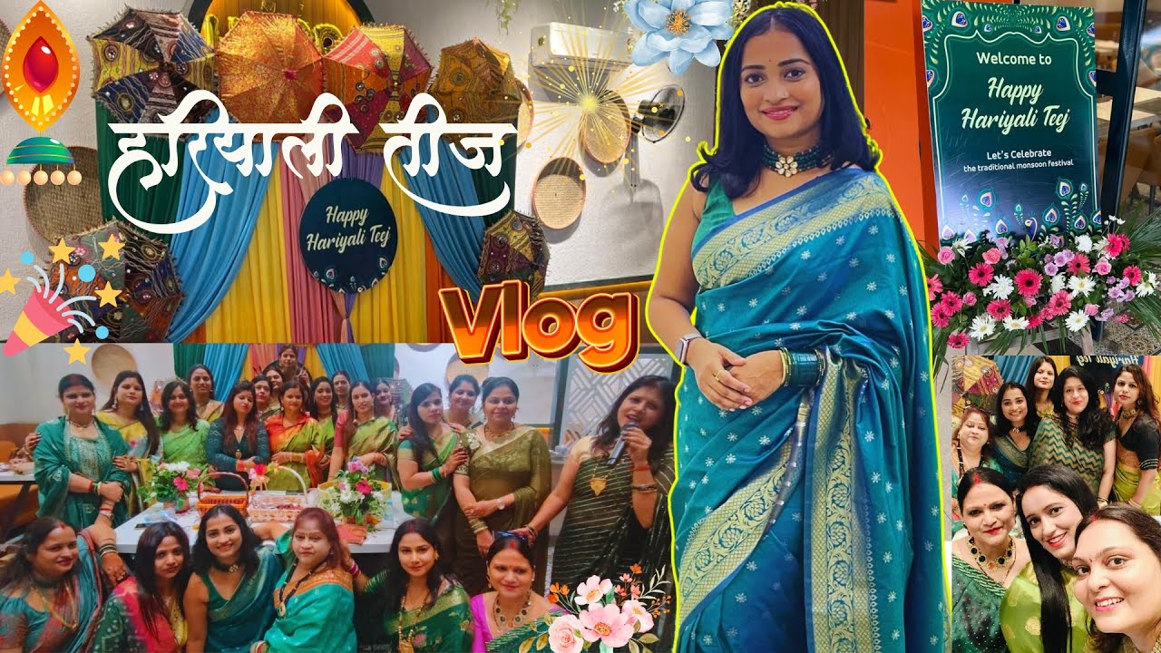 Very Special Hariyali Teej Celebration🍀Saree, Makeup, Teej Fun with Ladies✨2025 | Indian Mom On Duty