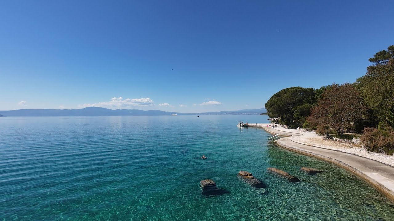 Malinska, Krk island, Croatia - beach and Haludovo Hotel