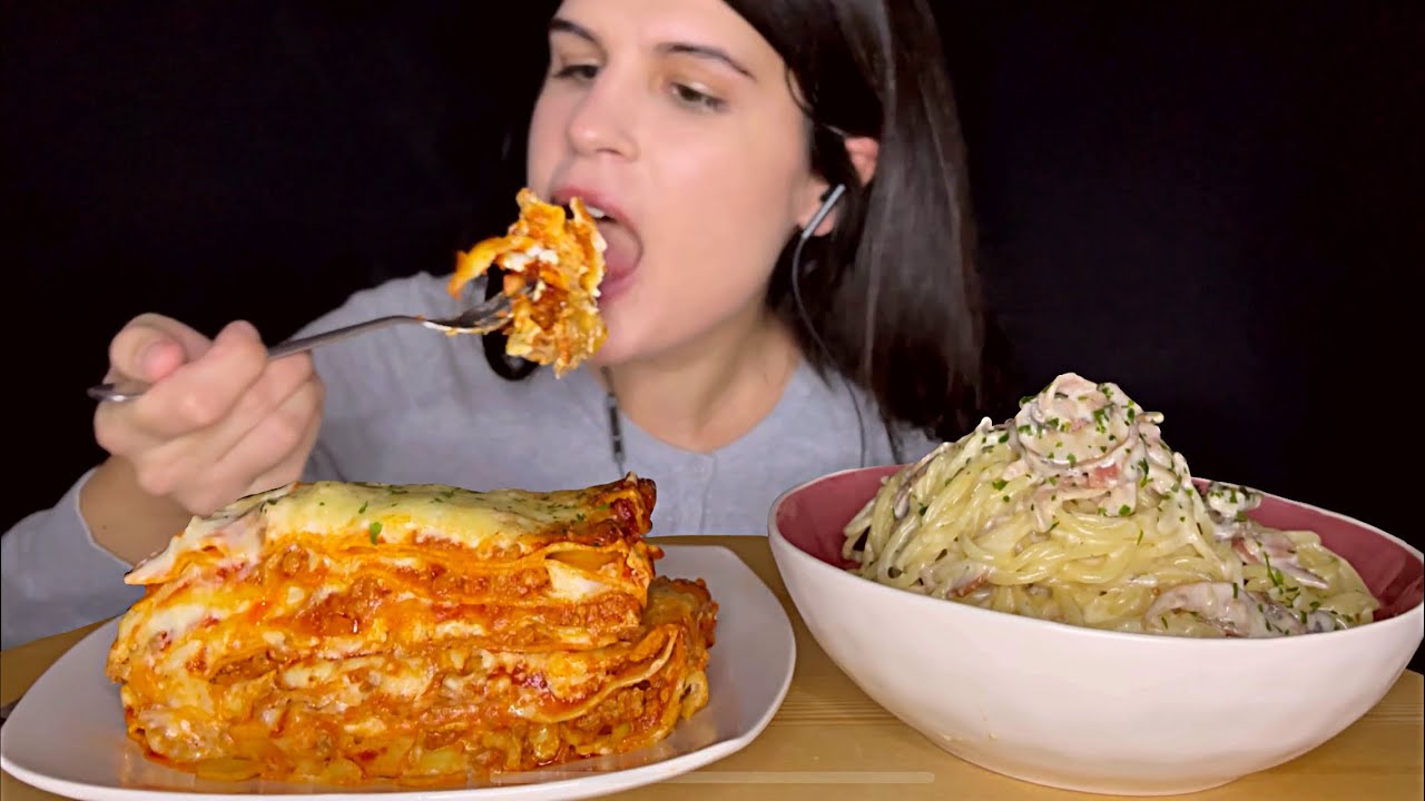 ASMR | MEAT LASAGNA & CREAMY SPAGHETTI | MUKBANG | EATING SOUNDS