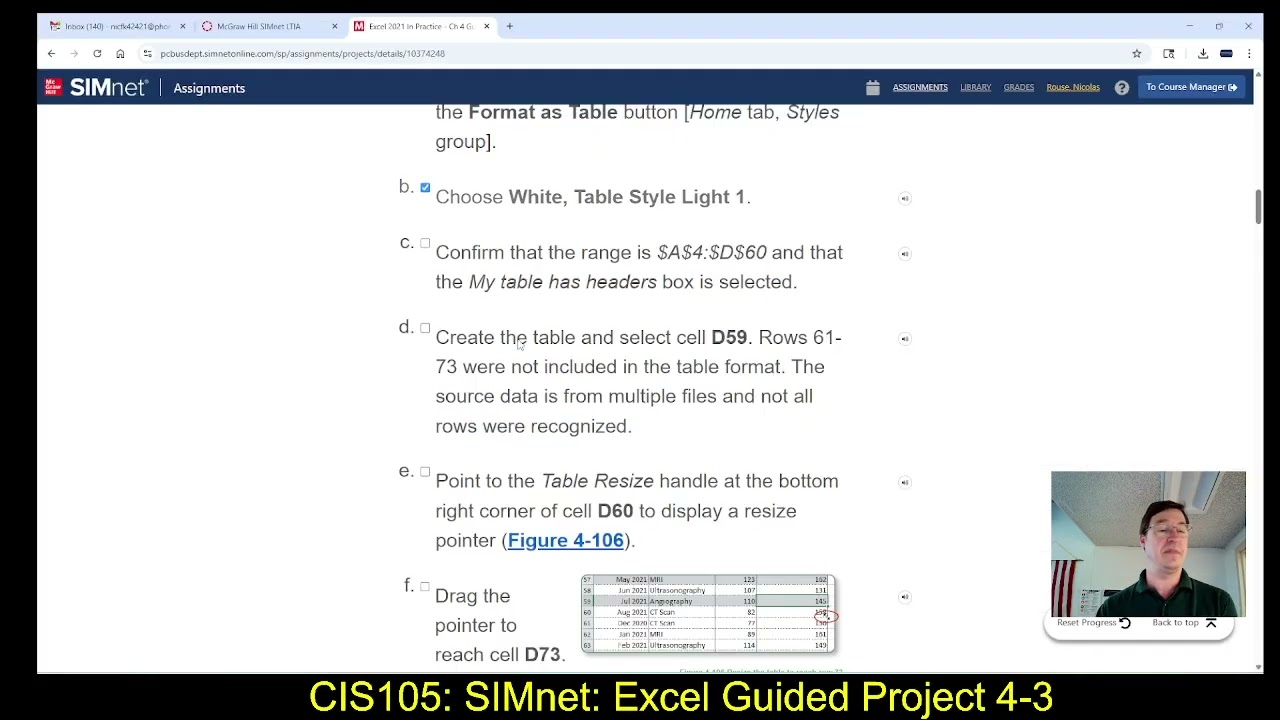 CIS105: 10/23/25: SIMnet Excel Guided Project 4-3