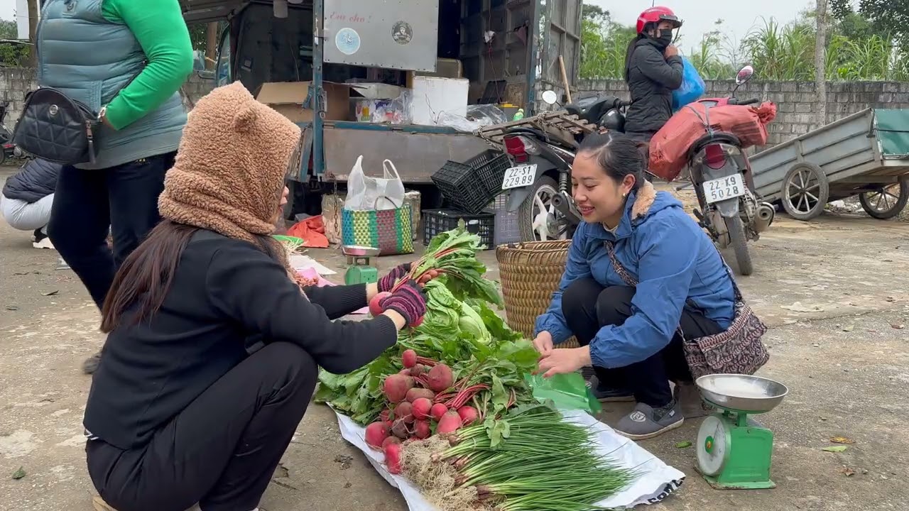 60 days to harvest red radishes, lettuce, and green onions for sale at the market - Farm produce.
