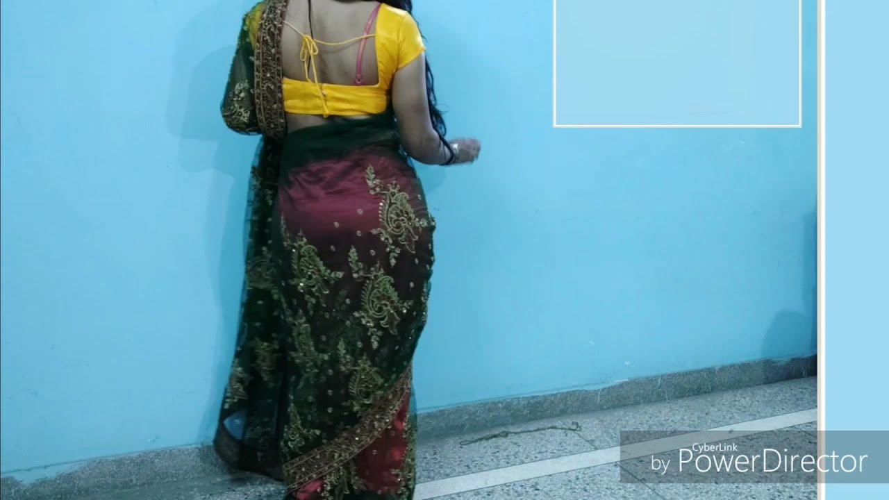 How to wear backless saree blouse with transparent net saree