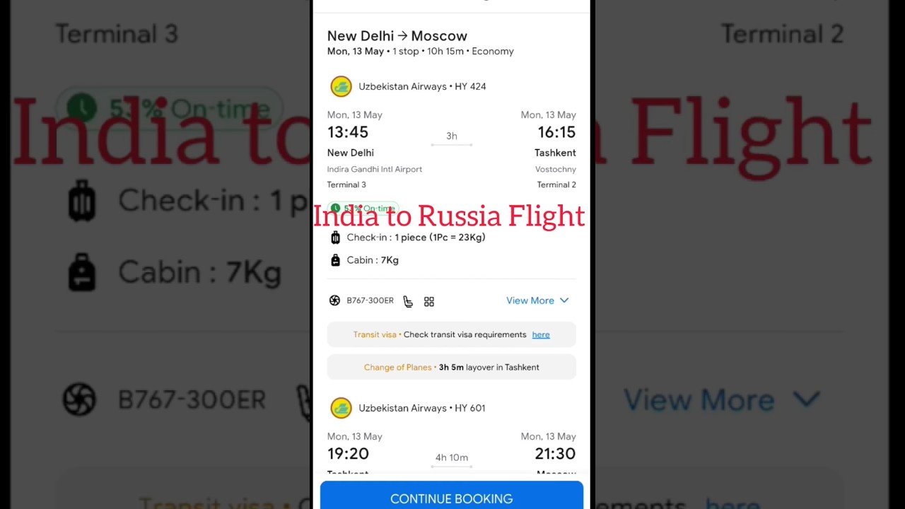 India to Russia Flight Ticket Fare #travel #trending #viral #shorts
