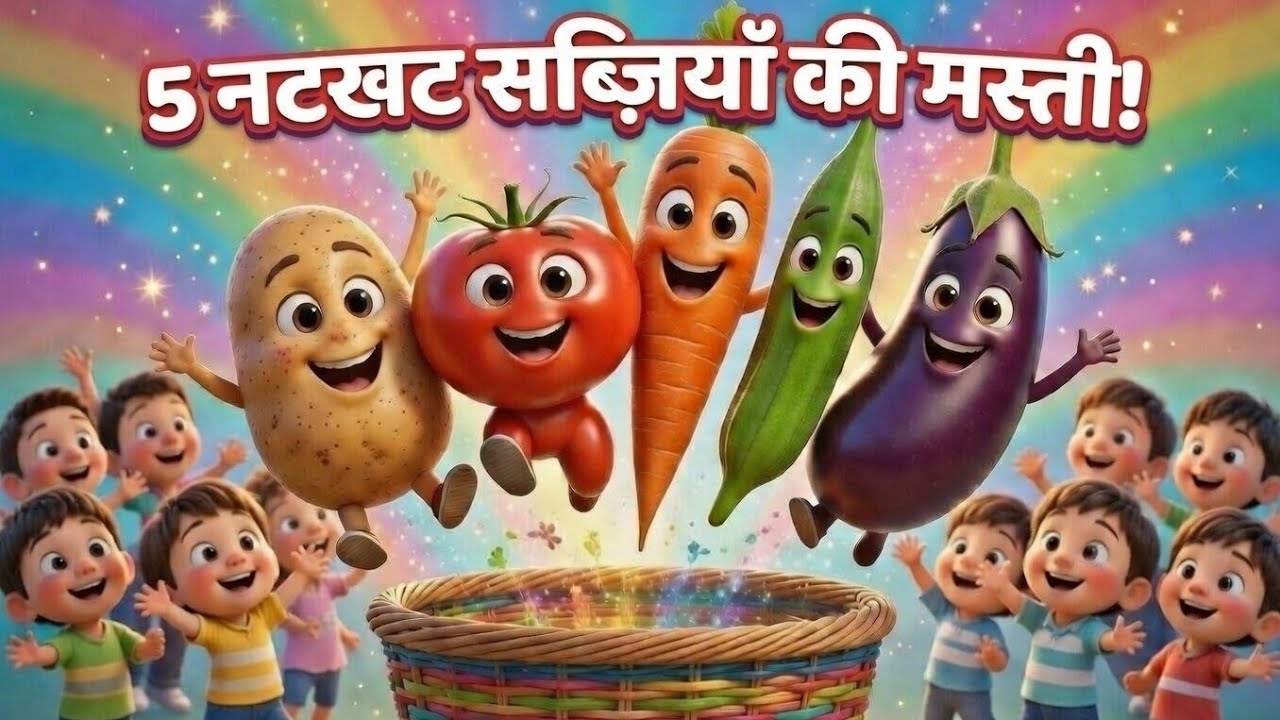 5 नटखट सब्ज़ियाँ 🥕 | Fun Hindi Kids Rhyme | Healthy Food Song#NatkhatSabziyan#HindiKidsRhyme#Balgeet