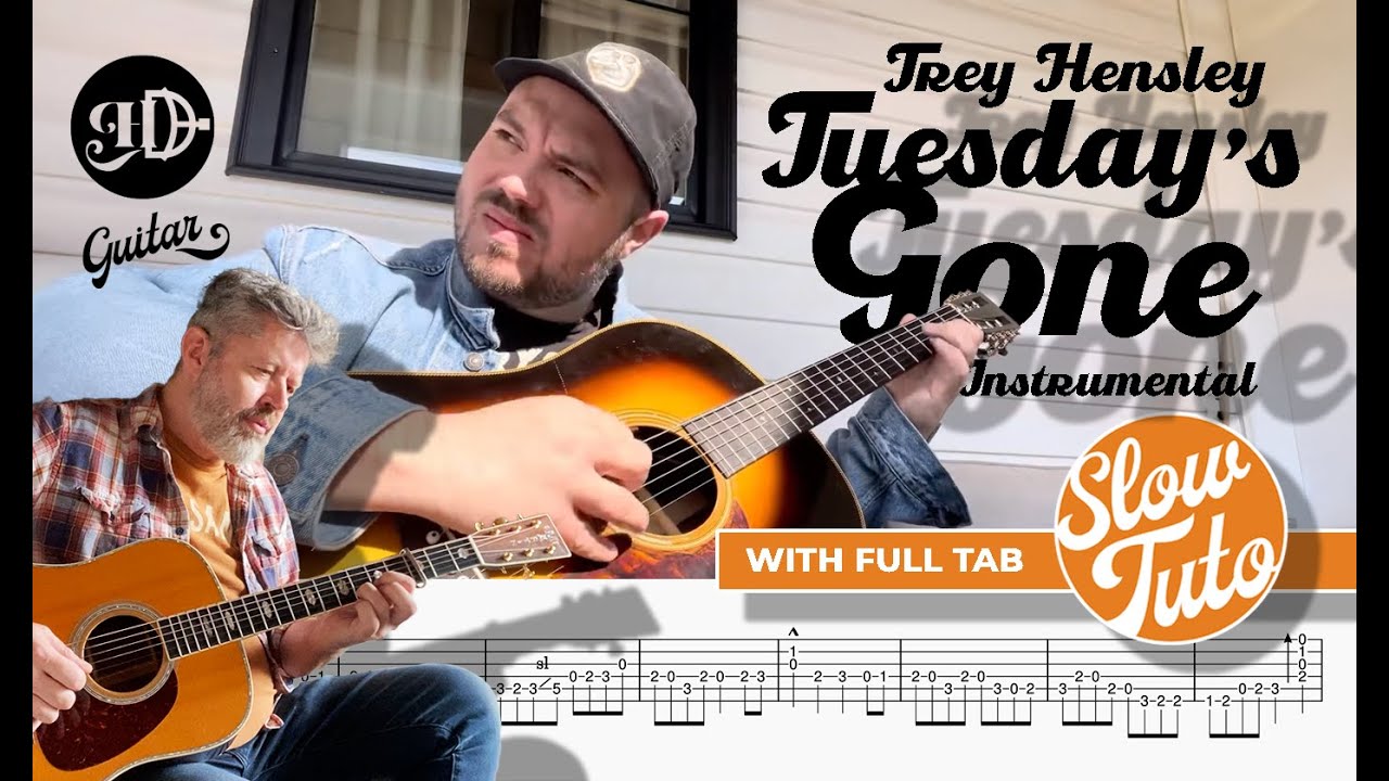 Hugh D Guitar • Trey Hensley — Tuesday’s Gone (Instrumental Tribute) • Slow Tutorial 🟧 + Full TAB