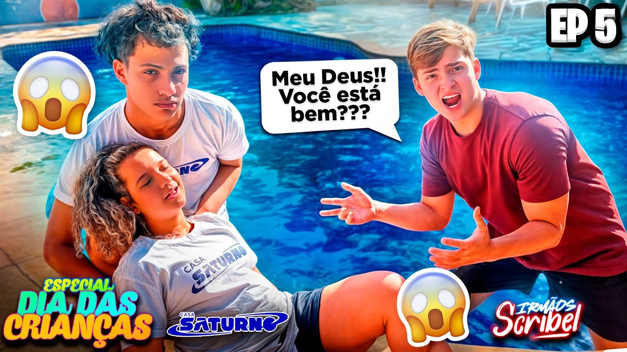 MINE QUERIDA SE AFOGOU NA PISCINA E O FIDELISX SALVOU ELA casa Saturno vs scribel &bull;Irm&atilde;os Scribel&bull;