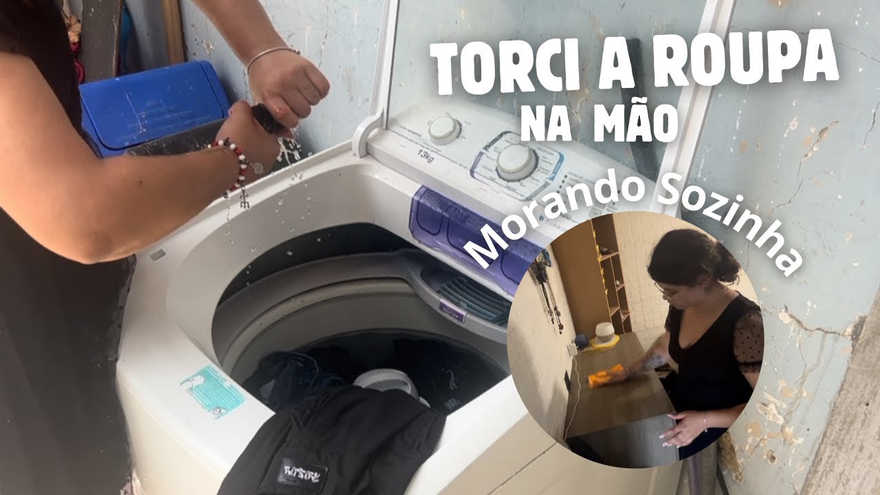 Minha máquina quebrou 😭 lavei TODAS as roupas e torci na mão | Faxina pós-obra morando sozinha