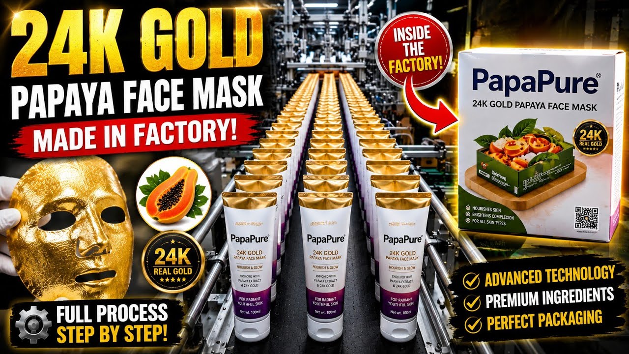 24K Gold Papaya Face Mask Manufacturing Process | Amazing Skincare Factory Production