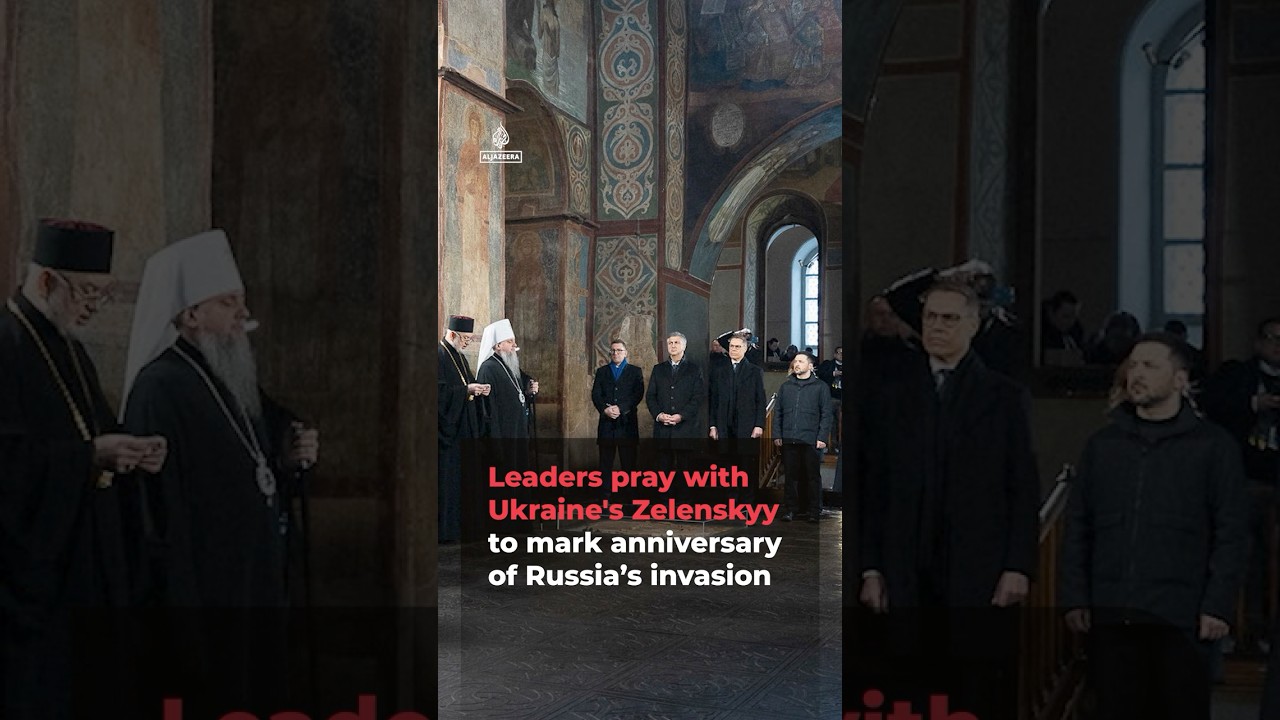 European leaders pray with Ukraine's Zelenskyy on invasion anniversary | AJ #shorts