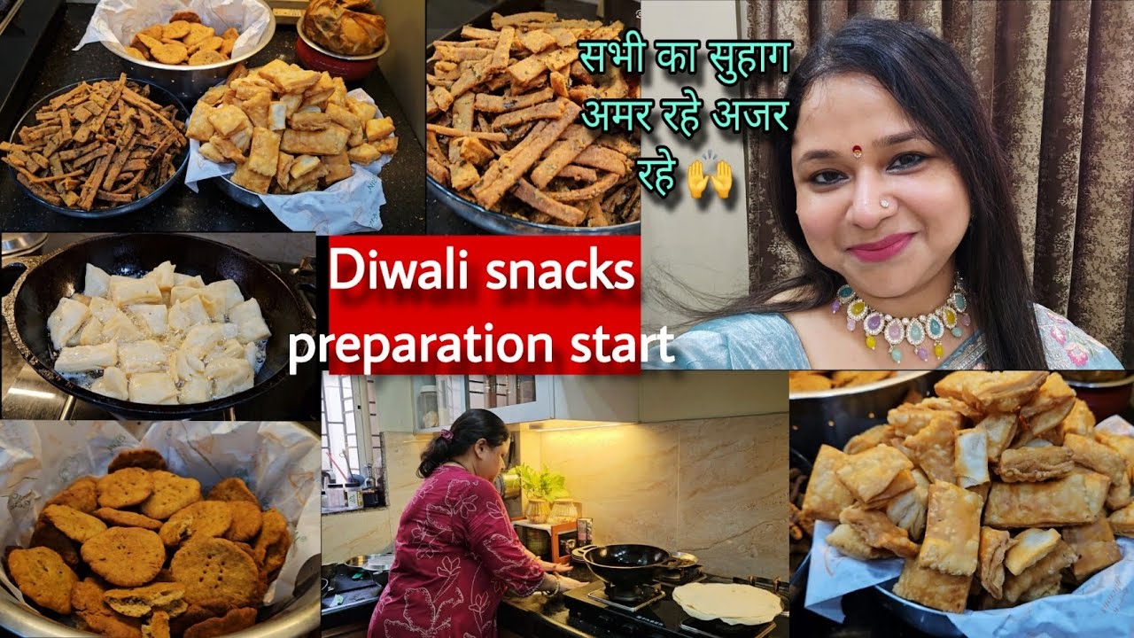 सभी का सुहाग अमर रहे 🙌 🪔 Diwali Prep khari Biscuit, Aata Mathri, Suji Sticks Detail Recipes✨️ 