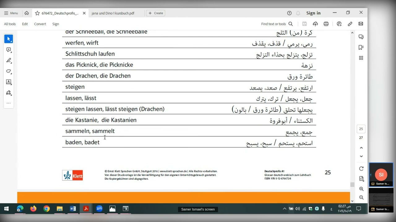 الفيديو الثاني عشر/كلمات الدرس الثاني عشر/Deutschprofis A1