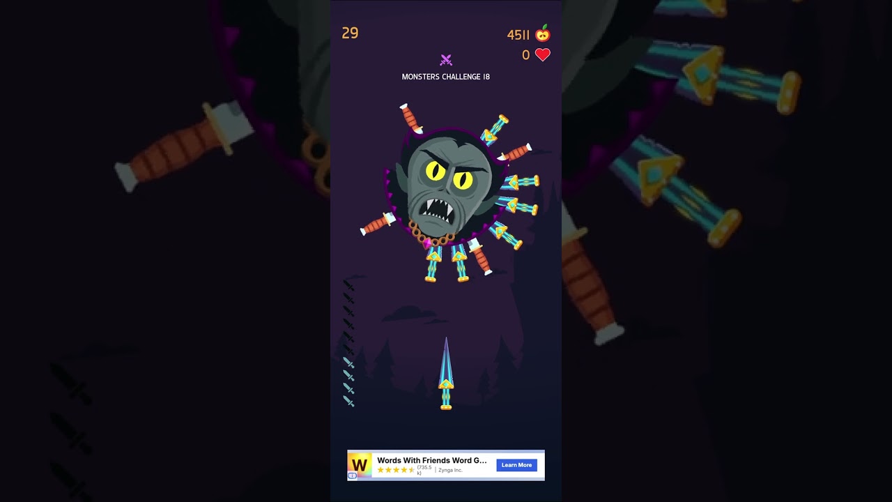 Beating monster challenge on knife hit (100k view special day)