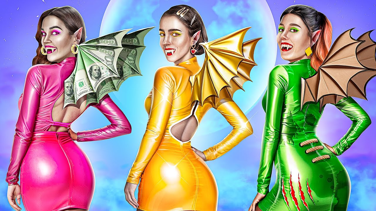 Reich vs Arm vs Mega-Reiche Schwester! Vampir-Drillinge im echten Leben!