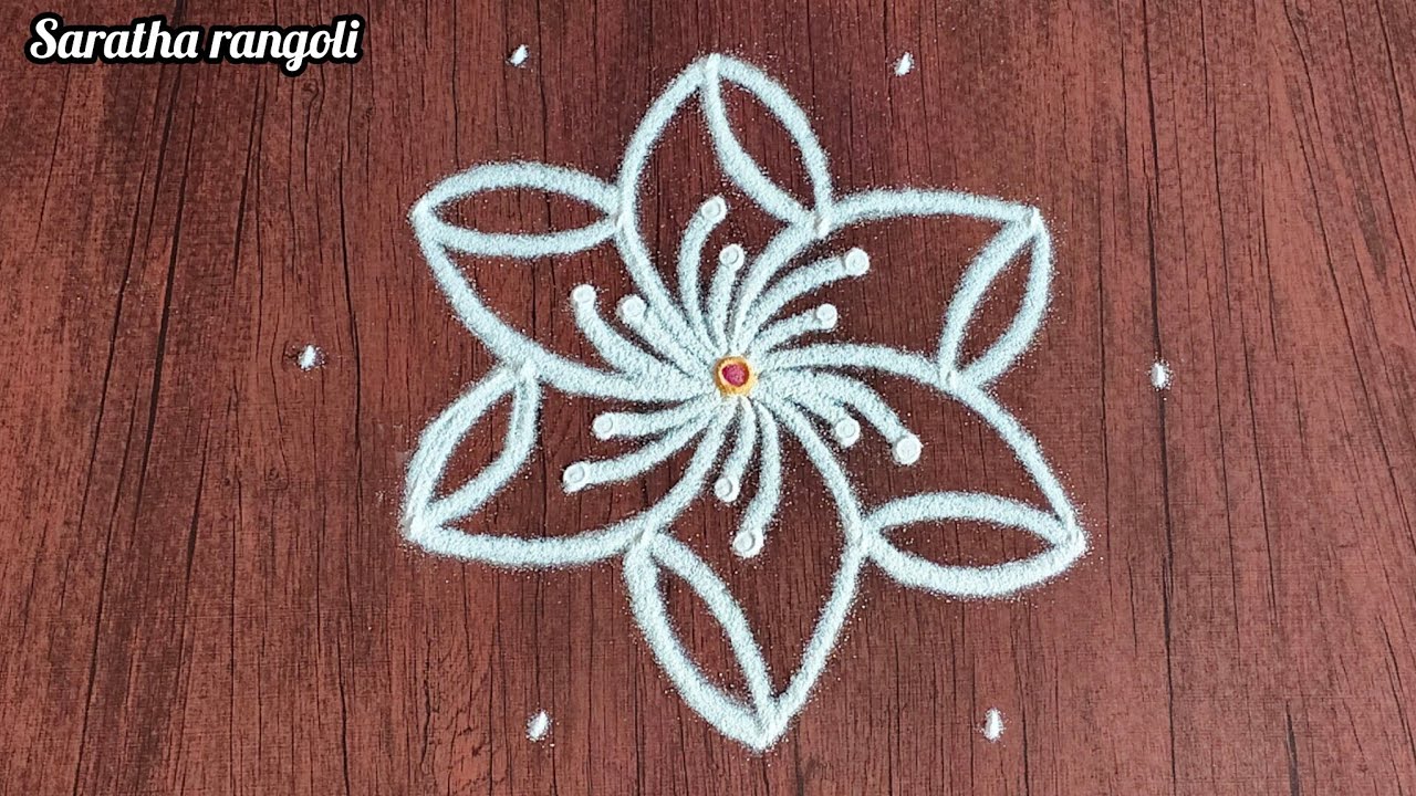 Thai madham simple rangoli designs🌷easy flower kolam design🌷creative muggulu design🌷saratha rangoli 