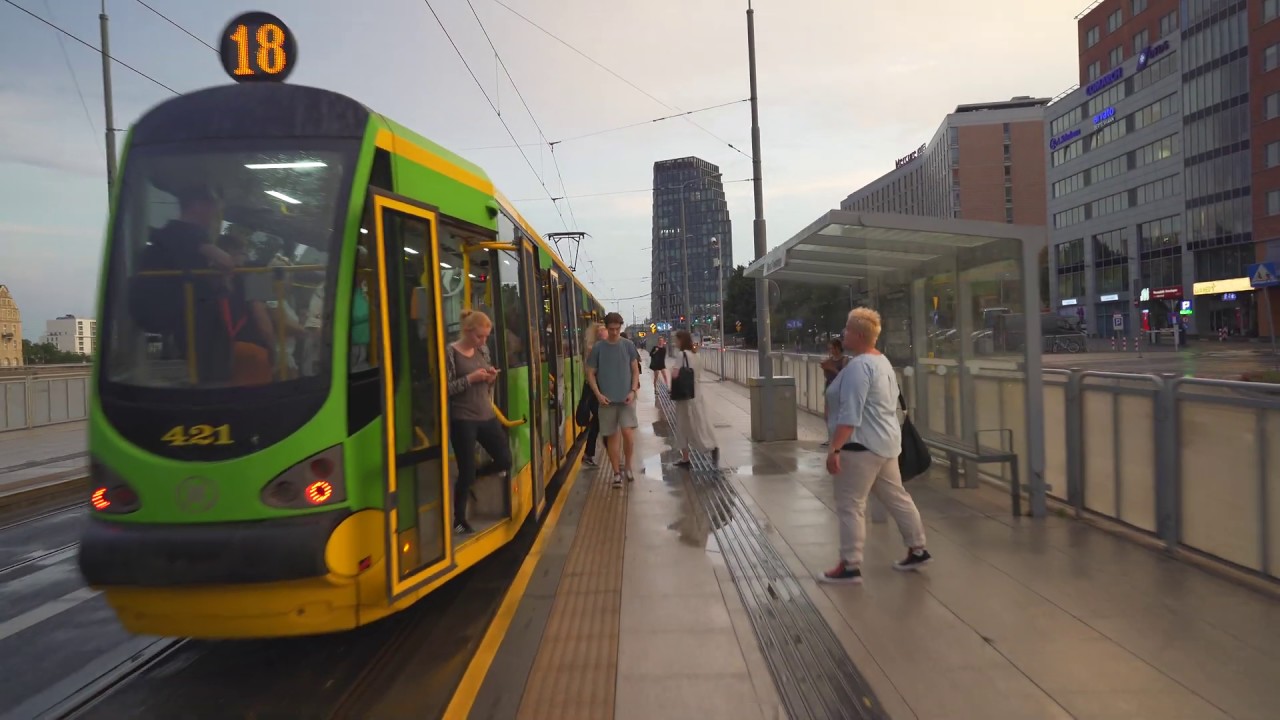 Poland, Poznań, tram 18 ride from Most Teatralny to Rondo Kaponiera