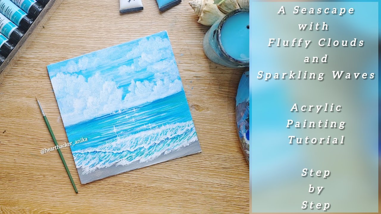 How to Paint a Relaxing Sea and Sky | Step-by-Step Acrylic Painting Tutorial on Canvas for Beginners