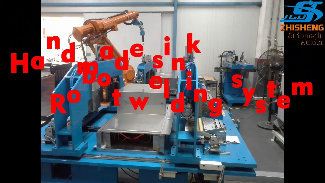 Robot welding station for Handmade sink, kitchen sink welding machine by robotic system.