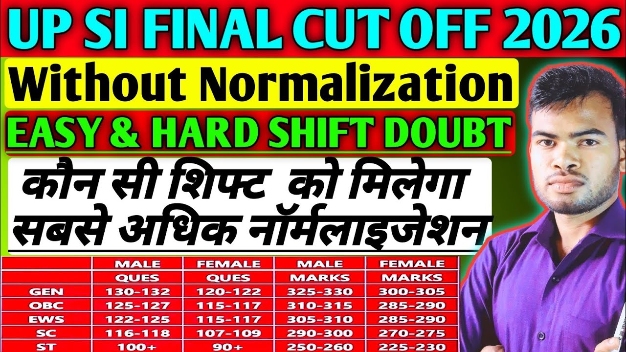 UP SI FINAL CUT OFF 2026 | EASY & HARD SHIFT WISE CUT OFF WITH NORMALISATION| #upsicutoff #uppolice